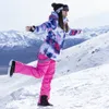 スキージャケットスキースーツ女性セットベニヤダブルプレート韓国スタイルの屋外防水防風防風暖かい通気性冬の厚い