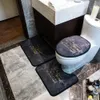Novas capas de assento de vaso sanitário impressão acessórios de banheiro 3pcs set pedestal tapete + tampa tampa de banheiro + batido mat banheiro conjunto 201
