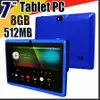 828 Allwinner A33 Quad Core Q88 Tablet PC Dual Camera 7 "7 cal Ekran Pojemnościowy Android 4.4 512 MB 8 GB WiFi Google Play Store Flash E-7PB