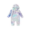Baby Gold Velvet Rompers Ins Tie-Dye Long Sleeve Ears Hooded Jumpsuits 2020 Autumn Fashion Boutique Kids Climbing Clothes M2588