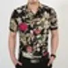 Top Brand Design Short Sleeve Mens Shirts Luxury Stylish Noble Big Print Flower Casual Men Dress Shirt Spring Summer Mens Top294o