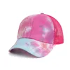 Tie Dye Criss Cross Ponytail Baseball Cap Messy Bun Hats For Women Washed Cotton Snapback Caps Casual Summer Outdoor Sun Hat