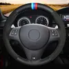 Svart DIY hand sömnad läderbil rattskydd för BMW M Sport M3 E90 E91 E92 E93 E87 E81 E82 E882414