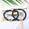 Round Cross Heart Abalone Shell Charm Bracelet Fashion 6mm Black Lava Stone Beads Bracelet for Women Men Adjustable Rope Jewelry