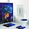 New bathroom sets carpet rug Shower curtain African woman Toilet seat cover bathroom nonslip carpet and shower curtain US1731527