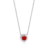 tiff argent sterling rond double T pendentif nacre blanche collier agate rouge tempérament féminin all-match or rose 18 carats 312P