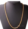 Men Women 18K Gold Plated Hip Hop Necklace Stainess steel 3mm6mm Round Wheat Palm Franco Foxtail Chain Necklace 247351896