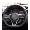 Hand-stitched Black Artificial Leather Car Steering Wheel Cover for Nissan X-Trail Qashqai Leaf Micra Altima Rogue (Sport) car accessories