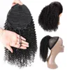 10-24 inch Trekkoord Kinky Krullend Paardenstaart Menselijk Haar Indian Hair Extensions Pony Tail voor Afro-Amerikaanse 1piece Clip in Hair Extensions