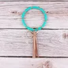 Keychains ZWPON Boho Heishi Polymer Clay Disc Beads Circle Keychain Velvet Tassel Wristlet Bracelets For Women Surf Jewelry Whole12987493