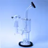 Bong dab rig da 8,8 pollici Bong toro riciclatore gorgogliatore bong in vetro con doppio tubo dell'acqua diffuso perc dab rig con tubo bruciatore a olio in vetro da 18 mm