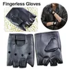 Accessoires 1 paire unisexe noir PU cuir mitaines gants solide femme demi doigt conduite femmes hommes mode transport moteur Punk