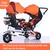 Designer Twin Baby Poussette Double Siège Enfant Tricycle Enfants Vélo Siège Rotatif Trois Roues Poussette Légère Protable Poussette marque costume