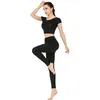 Naadloze vrouwen yoga set korte mouw top hoge taille sport leggings gym kleding sport pak korte sportschool pak fitness sets voor vrouwen