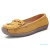 Vente chaude-dames chaussures plates sans lacet chaussures respirant léger peu profond en cuir véritable daim gland grande taille décontracté pour les femmes vintage