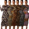 Dames Luipaardprint Lange Mouw O Hals Bodycon Midi Maxi Jurk Vrouwelijke Club Night Party Lange Jurken Vestidos4166744