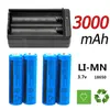 4x recarregável 18650 bateria 3000mah 3.7v brc li-ion bateria para lanterna tocha laser + 1x18650 carregador duplo