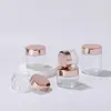 Helder glas lege potten glanzende roségoud deksel cosmetische make -up gezicht crème lipcontainer 5g 10 g 15 g 20 g 30 g 50g 100 g hervulbare flessen