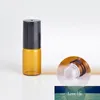 3 ml roll op draagbare amber glas navulbare parfumfles lege essentiële oliebal met plastic dop roestvrij stalen roller bal