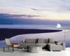 Papel tapiz de paisaje 3d Amanecer junto al mar Romántico Cálido Vista al mar Fondo de TV Pared Sala de estar Dormitorio Revestimiento de paredes Papel tapiz HD