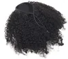 Mongolian No tangle no sheddin Afro Curly costum 3c Drawstring Ponytail Natural Black 12 to 26 Inch 120g Human Hair Weave Elastic Band Ties