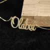 Gold Nameplate Necklace Custom Name Necklace with Full Zircon Bling Jewelry for Women