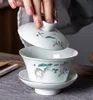 Garden Bird Gaiwan Ny ankomst Sancai Tea Tureen keramik stor spårning av guld tecup te skål