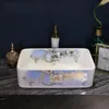 Handmade Primitive Estilo Porcelain bancada Lavabo Lavatório bacia de lavagem pia bacia profunda retangular