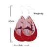 귀걸이 쥬얼리 크리스마스 눈송이 사슴 인쇄 가죽 매달려있는 귀걸이 더블 레이어 물방울 여자 여자 귀걸이
