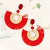 2021New Arrival Sector Style Dangle & Chandelier Tassel Vintage Folk Women Beautiful Earrings Fan Shaped Colors Fashion Ear Rings Wholesale