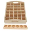 2x Wooden Box Display Case Holder Stand Shelf for Essential Oil Bottle Perfume Makeup Aromatherapy - 6 Holes & 30 Grids
