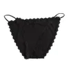 Women Sexy Solid Color Ice Silk Lace Trim Strap Breathable Thin Panty Briefs