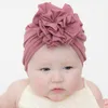 INS 18 Colors New Fashion Pleated Flower Baby Cap Elastic Cotton Solid Colors Hair accessories Beanie Cap Multi color Infant Turban Hats