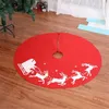39.4"/100cm Christmas Tree Skirt Mat Holiday Party Decoration New Year Printed Elk Carpet Xmas White Deer Aprons Cover JK2008PH