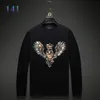 Brilliant Rhinestone Långärmade Toppar Men T-shirt Crew Neck Streetwear Tee Slim Fit Casual Bottoming T Shirts för höst