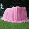 Tulle Tutu Table Skirt Tablecover For Wedding Baby Shower Party Tablecloth Decorative Skirt Home Textile Desk Decor Multi-Color T2272C