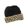 8 Syles 여성 Leopard 패치 워크 니트 비아 겨울 여성 양모 모자 따뜻한 두개골 비니 크로 셰 뜨개질 야외 뜨거운 모자
