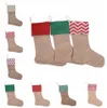 Calcetín de Navidad Raya Onda Punto Calcetines de regalo Navidad Lino Liso Calcetines decorativos Regalo de lona Bolsa colgante Decoración de fiesta LJJP441