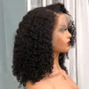 Indian Kinky Kręcone Krótki Bob Peruki 180densywny Jedwabny Top Pełna Koronki Ludzkie Włosy Peruki z Baby Hair Pre Zinknął 360 Koronkowe Peruki Frontal