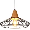 Iron Chandelier, Wooden core Iron housing. E27 Bulb Holder, Vintage Industrial Style pendant lamp Suitable for bar Restaurant Galleries etc