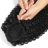 Trekkoord Menselijk Haar Paardenstaart 10A Natuurlijke Zwarte Afro Kinky Krullend Extension voor Vrouwen 100% Maagdelijke Braziliaanse Haar Clip in Straight