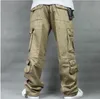 Pantaloni cargo con fodera in pile caldo per uomo Pantaloni larghi larghi in cotone casual Tasca Hip Hop Streetwear Pantaloni da jogging Plus Size 40