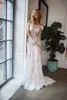 Nowy Plus Size Długie rękawy Mermaid Lace Aplikacje Suknie ślubne z odpinanym pociągu Suknia ślubna Suknie ślubne Robe de Novia