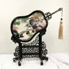 Chinese Decor Home Livingroom Ornaments Office Table Accessories Handwork Silk Embroidery Patterns with Wenge Frame Wedding Birthday Gift