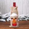 Decorazioni natalizie di cartoni animati creativi per la casa ricamo in tela da arco angola bottiglia per bottiglie di vino set di cover per la borsa da regalo di Natale FY7170