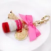 Keychains Effiel Tower Macarons Ribbon Woman Luxury Macarons Cake Keychain On Bag Charm Handbag Charms Car Keychain Gift Box1238r