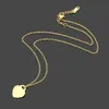 Collier en acier inoxydable avec lettre T, coeur de pêche, vert, rose, or, argent, commerce extérieur, collier d'amour pour femmes, 231k