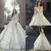 Elie Saab 2021 Ülke Gelinlik Uzun Kollu V Boyun Dantel Aplike Boncuk Plaj Gelinlikler Robe de Mariee