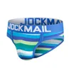 JOCKMAIL bikini briefs men sexy underwear cotton Striped Fashion Jockstrap underwear panties