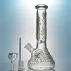 Glow In The Dark Glass Bong Straight Tube 18 mm Female Join Herbal Water Pipes Beaker Hookahs With Diffused Downstem DHL Free